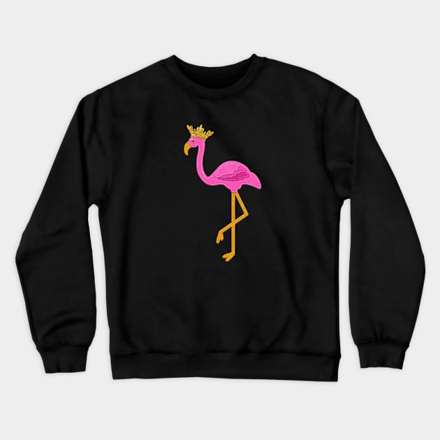 Pink Flamingo Felt Style Gold Glitter Crown | Cherie's Art(c)2020 Crewneck Sweatshirt by CheriesArt